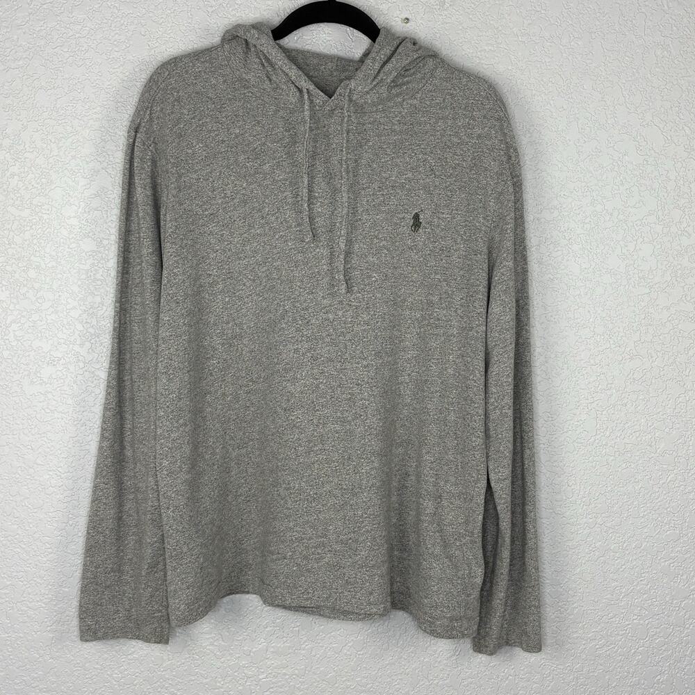 Polo Ralph Lauren Mens Hoodie Pullover Lightweight Preppy Academia Gray Size L